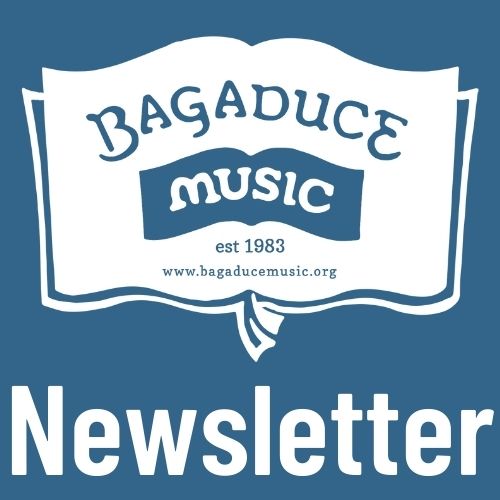 Bagaduce Music logo with the word Newsletter on a blue background